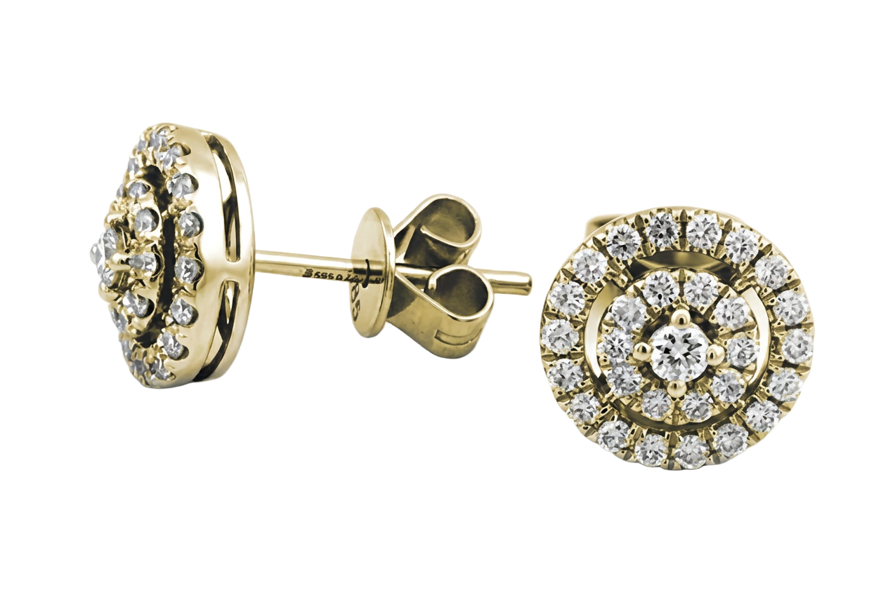 Doppel-Halo-Ohrstecker in Gelbgold