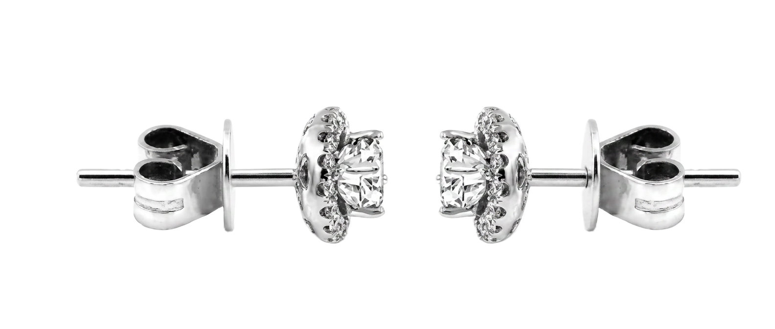 Halo-Ohrstecker in Weißgold
