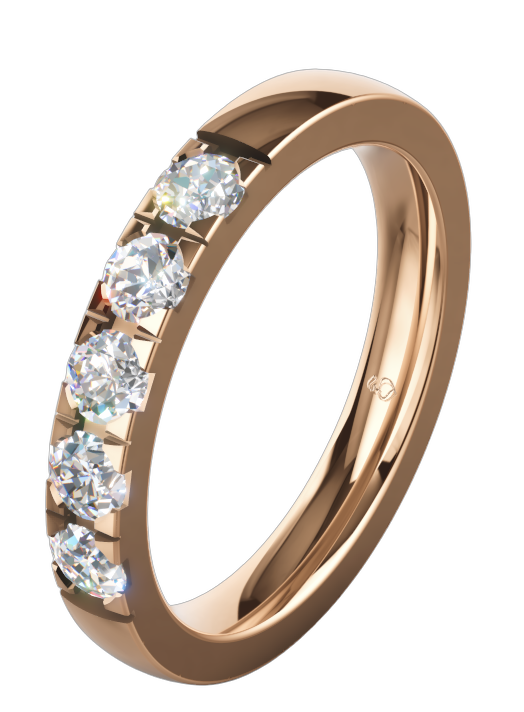 Memoire-Ring in Roségold mit fünf Brillanten