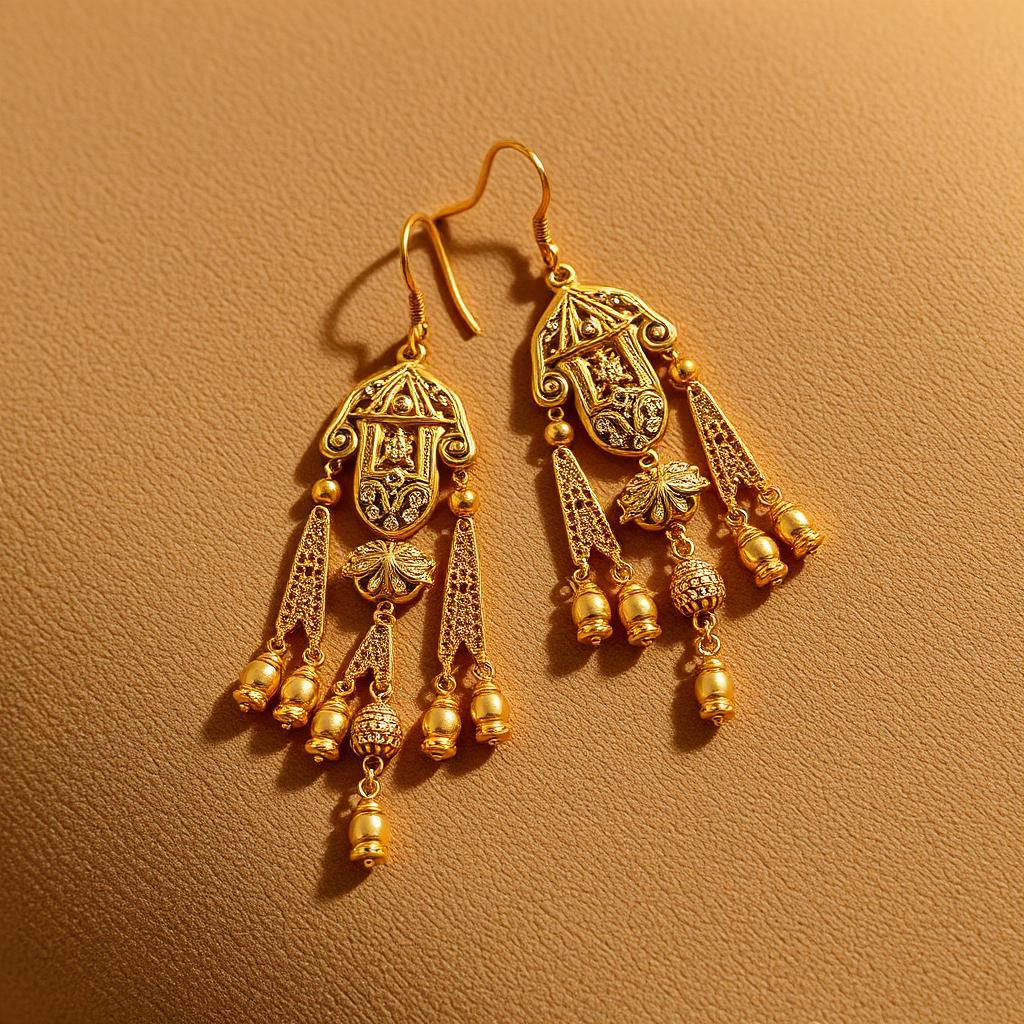 22 Karat Dubai Ohrschmuck, orientalischer Chandelier-Stil