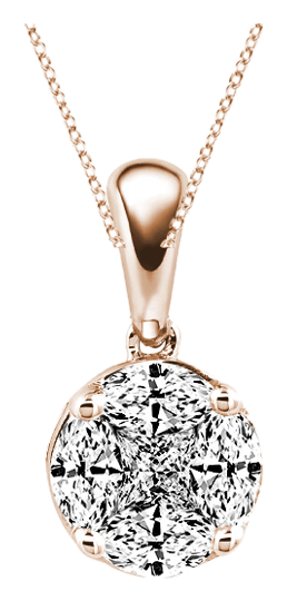 Collier mit Illusion-Solitaire-Anhänger in Roségold