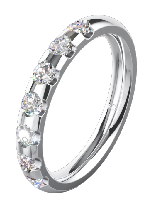 Memoire-Ring in Weißgold mit fünf Brillanten