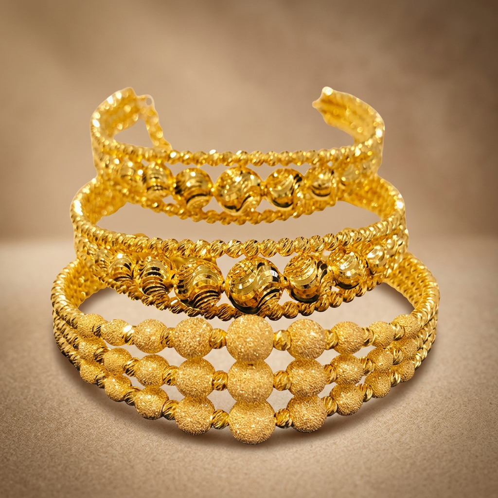 22 Karat Dubai Armreifen mit Kugel- und Beadwork-Elementen
