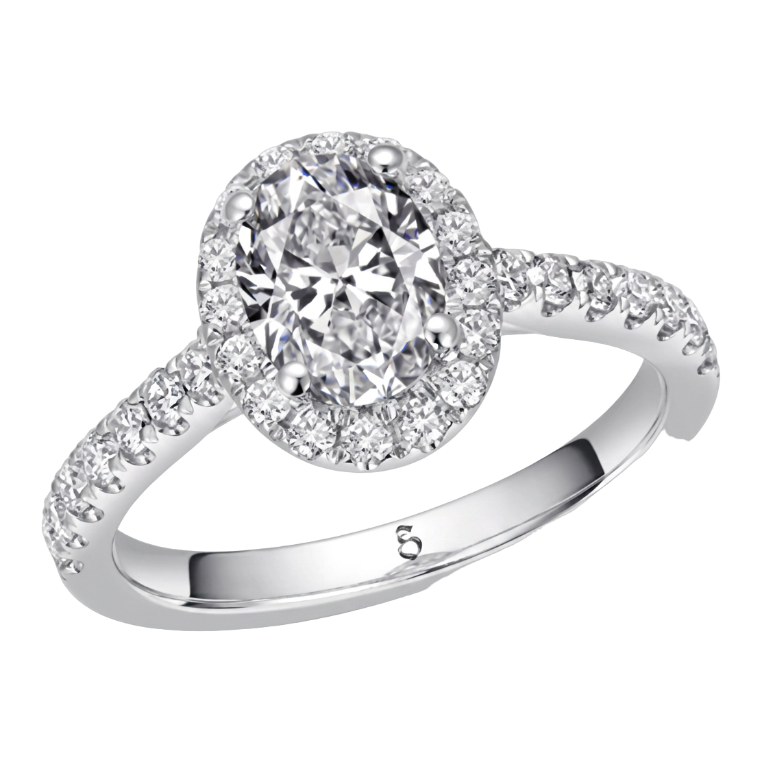 Fancy Solitaire mit Oval-Cut Diamant und Halo