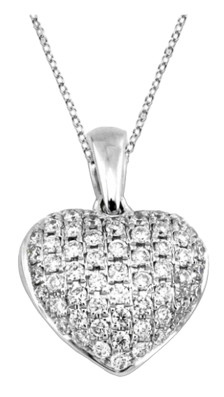 Collier mit Pavé-Herzanhänger in Weißgold