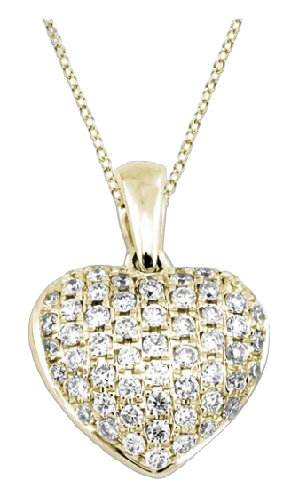 Collier mit Pavé-Herzanhänger in Gelbgold