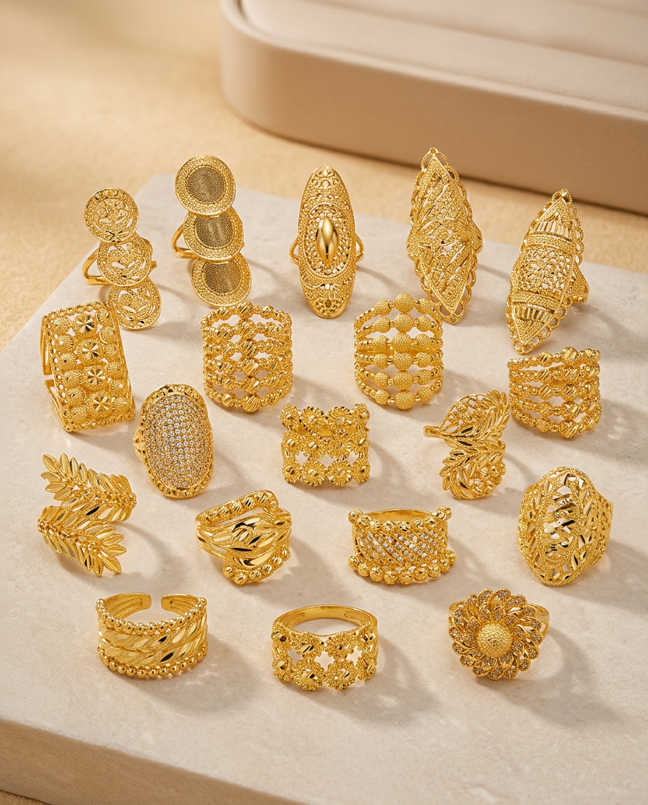 22 Karat Dubai Ringkollektion mit filigranen Ornamenten