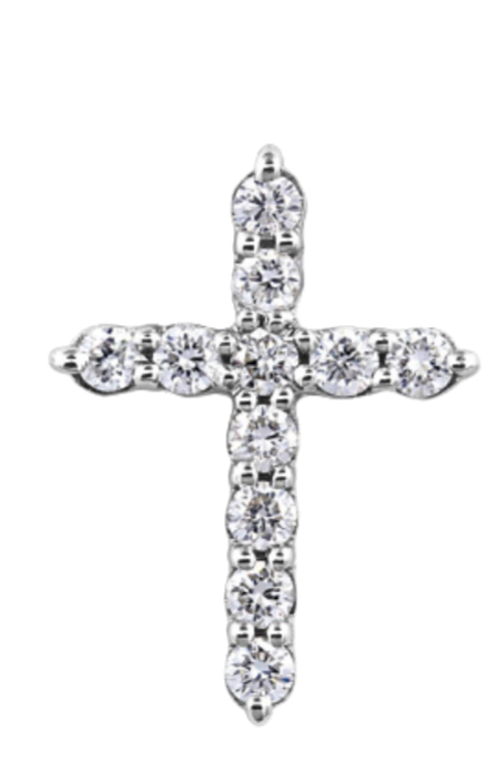 Kreuz Anhänger in Weißgold mit Solitär-Brillanten