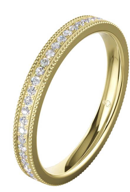 Memoire-Ring in Gelbgold mit Millgriff-Kante