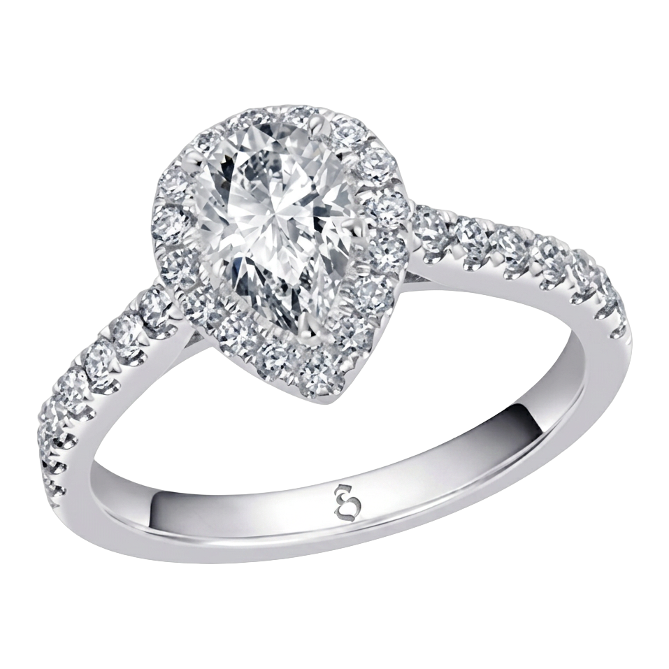 Fancy Solitaire mit Halo-Fassung, Tropfen-Cut