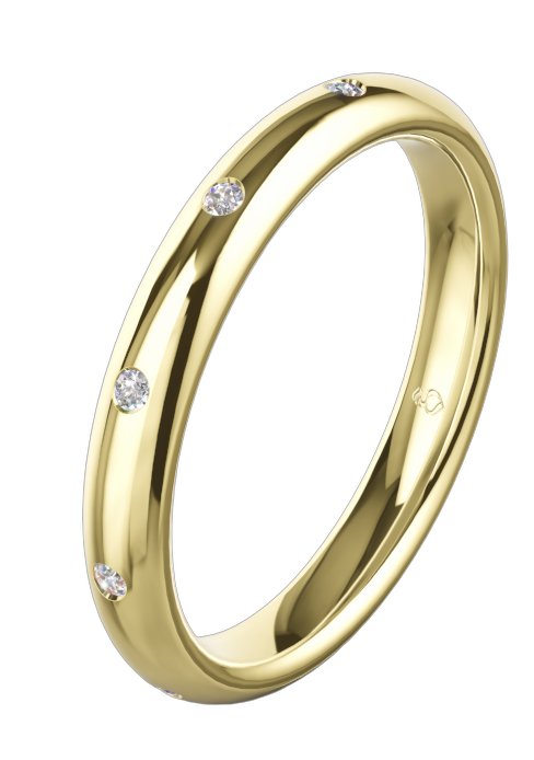 Memoire-Ring in Gelbgold mit eingelassenen Brillanten