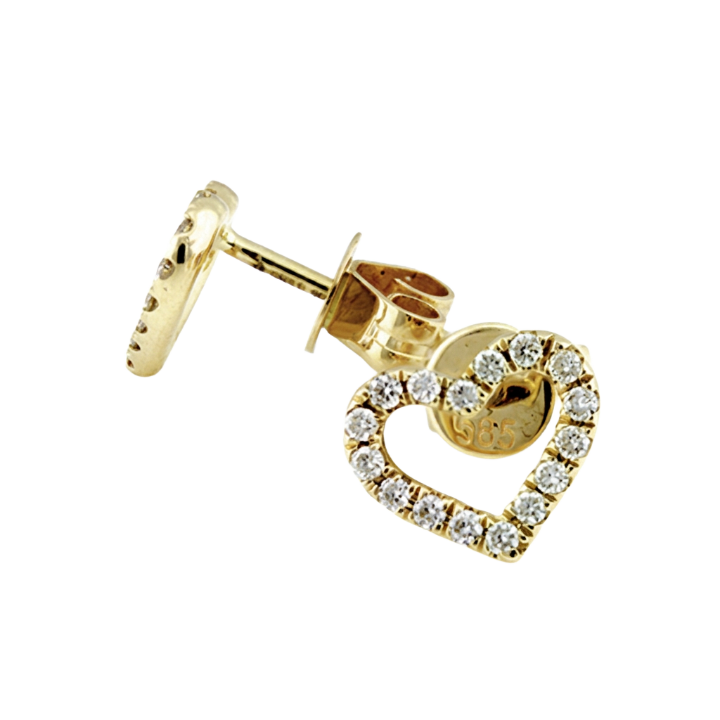 Herz-Ohrstecker in Gelbgold mit Brillanten