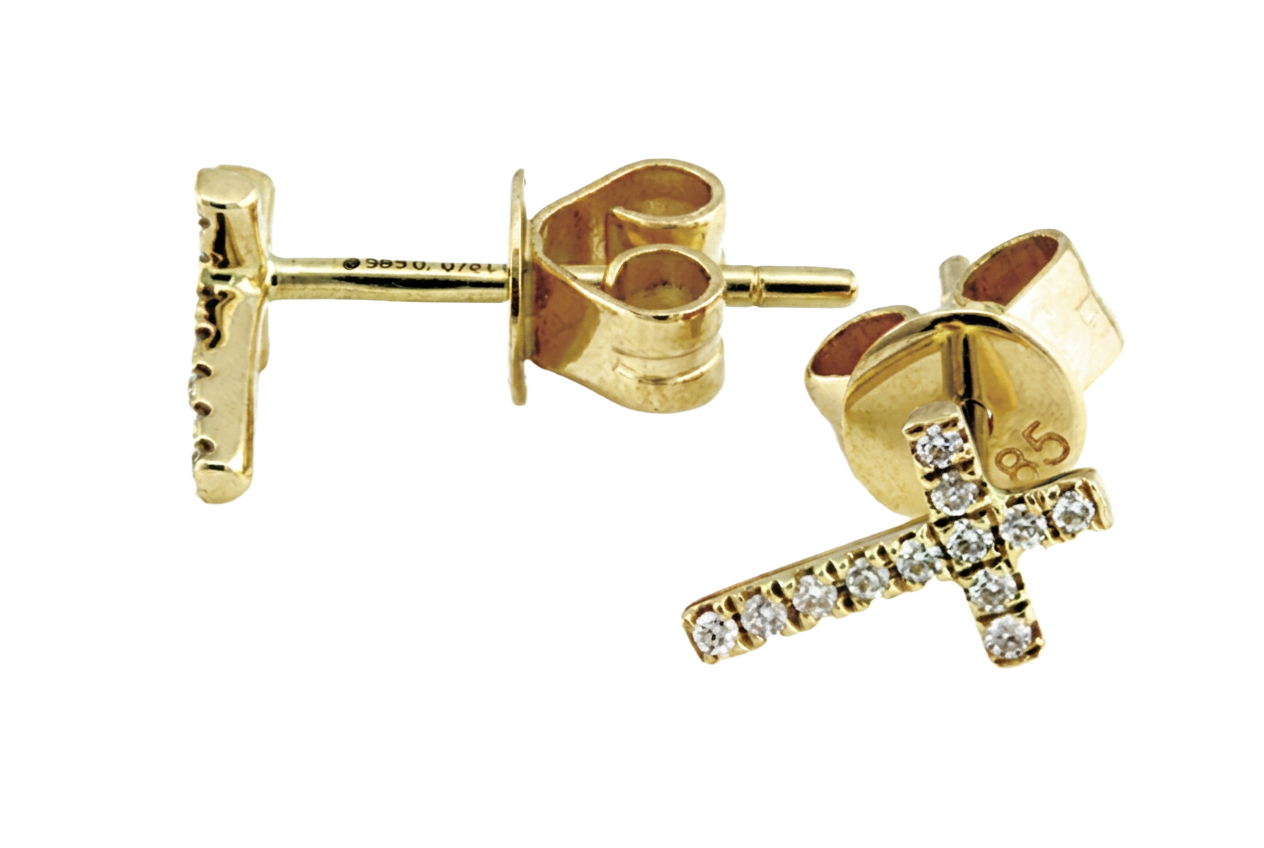 Kreuz-Ohrstecker in Gelbgold