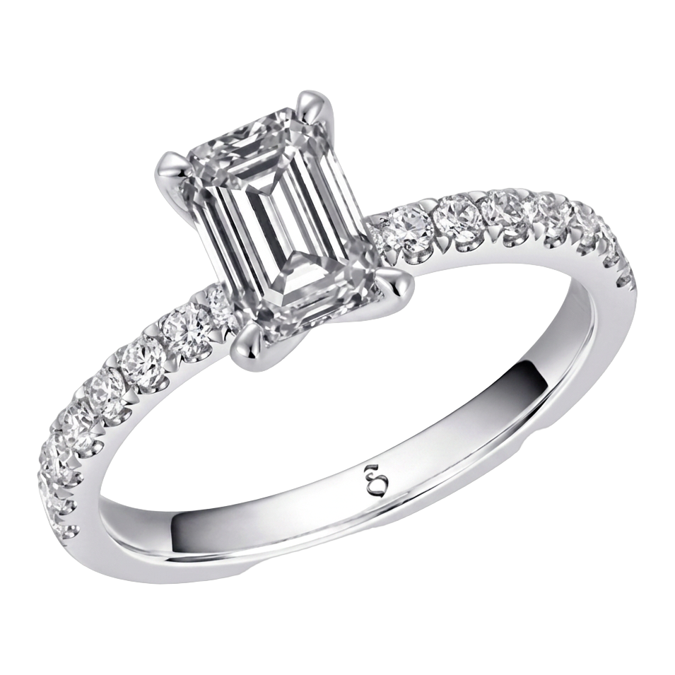 Fancy Solitaire mit Emerald-Cut Diamant