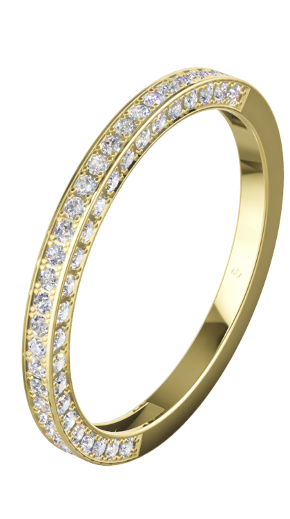 Memoire-Ring in Gelbgold mit doppelter Brillantreihe