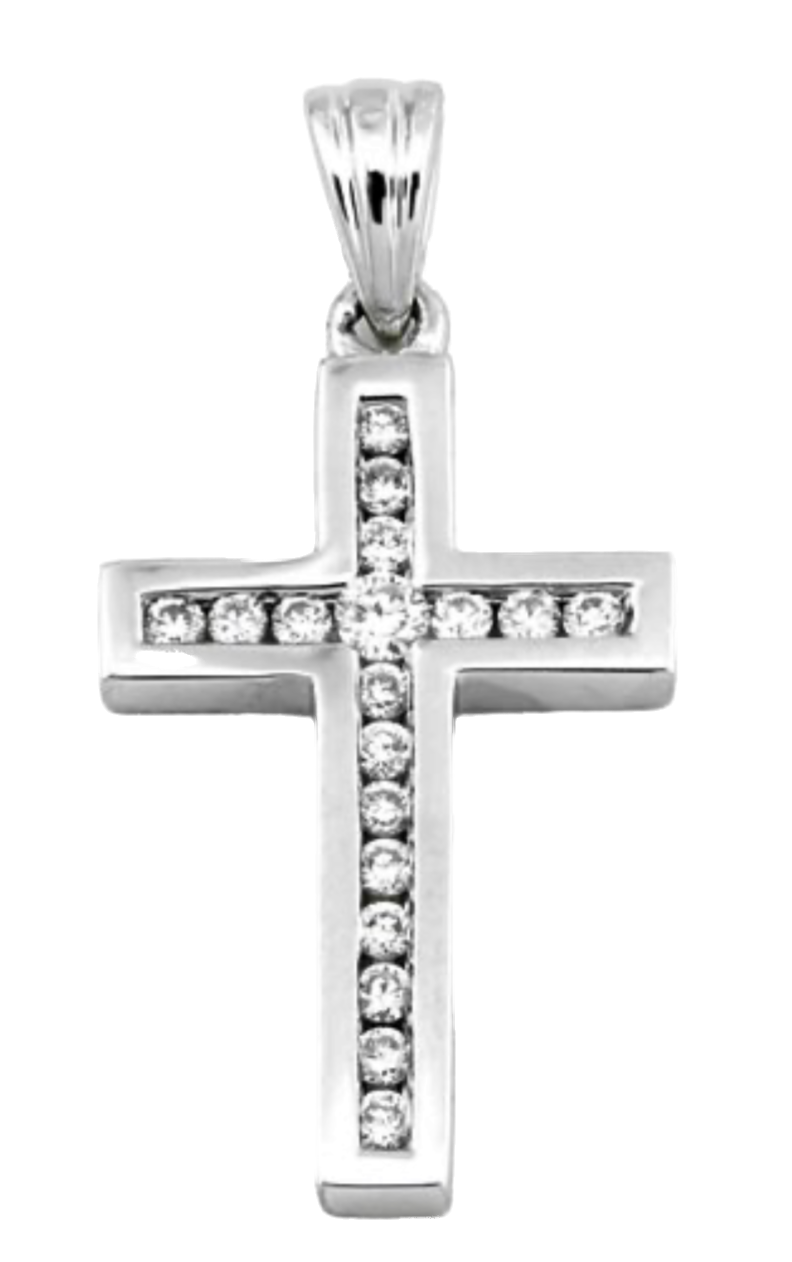 Kreuz Anhänger in Weißgold mit Kanalfassung