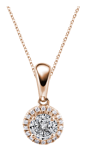 Collier mit Halo-Solitaire-Anhänger in Roségold