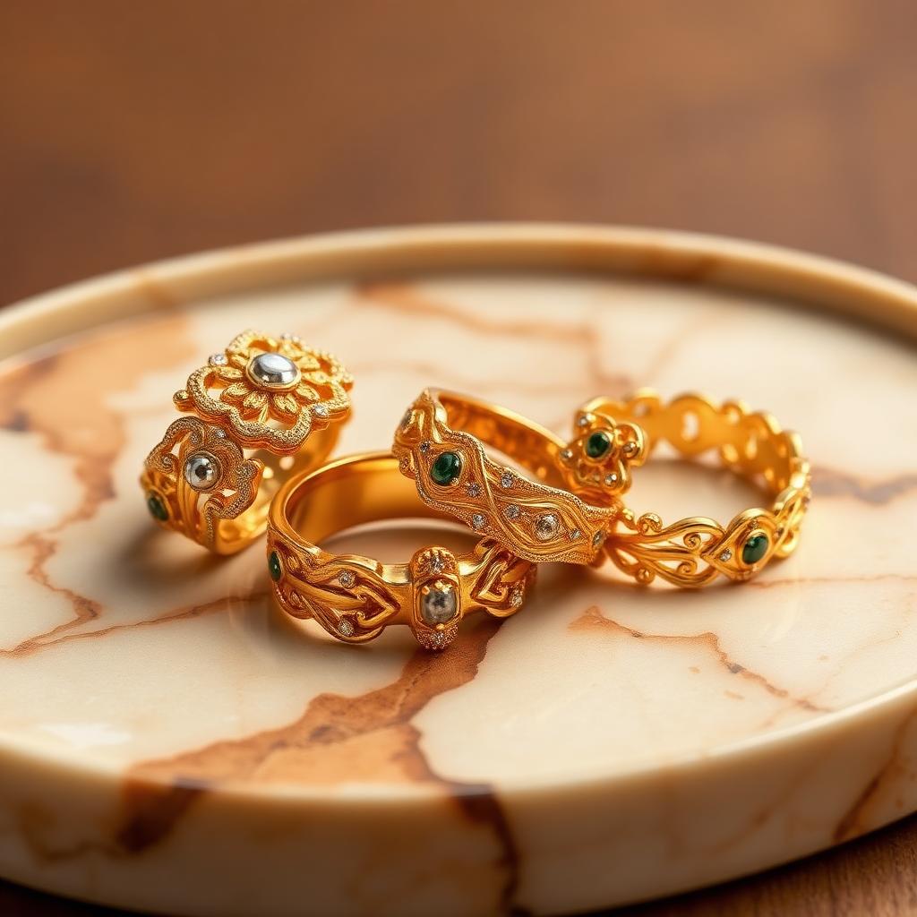 22 Karat Dubai Ringe mit ornamentalem Design