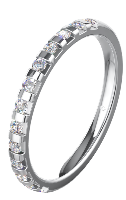 Ring in Weißgold mit Brillant-Bar-Fassung
