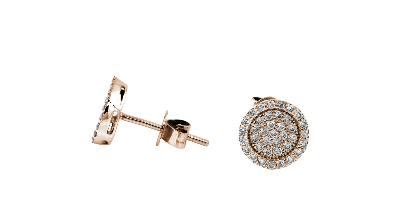 Pavé-Halo-Ohrstecker in Roségold