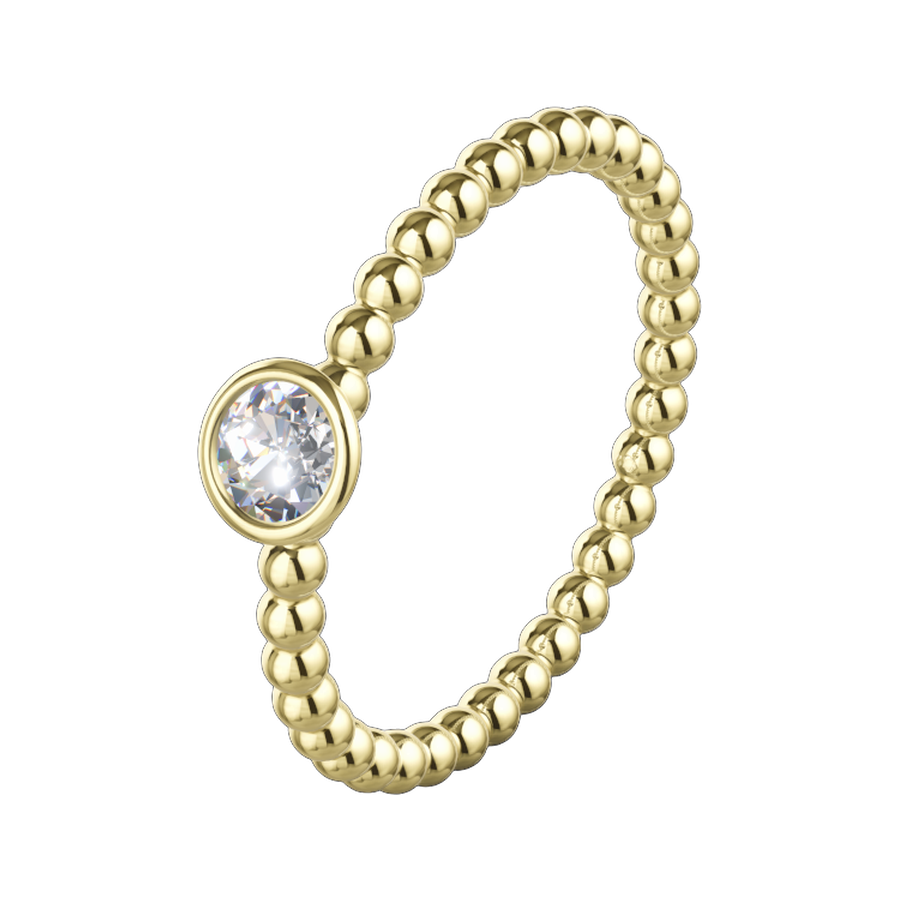 Solitärring in Gelbgold mit Kugelschiene